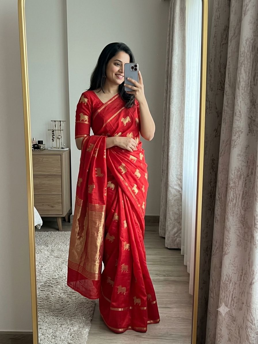 Pure Soft Viscose Crepe Silk Saree with Chit Pallu Design